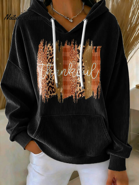Women's Casual Autumn Thanksgiving Corduroy Hoodie