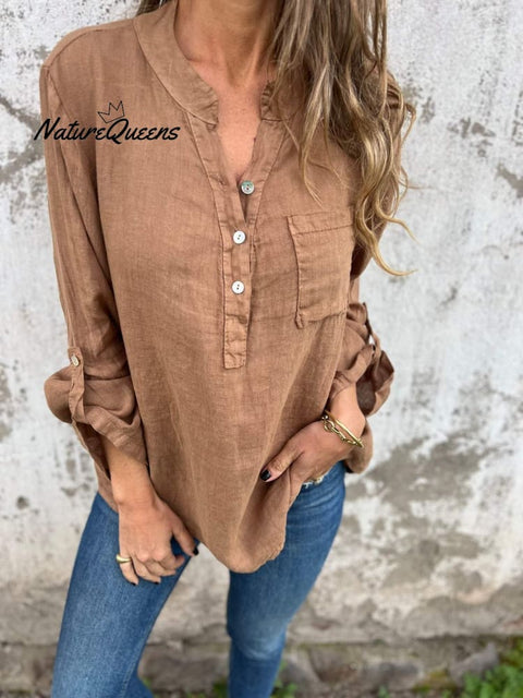 Long Sleeve V-Neck Casual Shirt