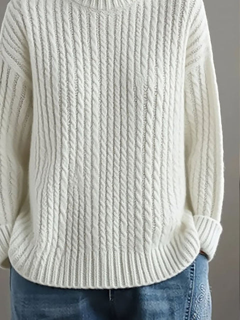 Women'S Casual Turtleneck Long Sleeve Solid Color Sweater