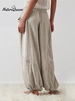 Women's Casual Fashion Solid Color Strap Pocket Wide Leg Pants
