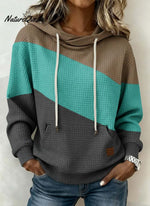 Women'S Casual Loose Color-Blocked Sweatshirt