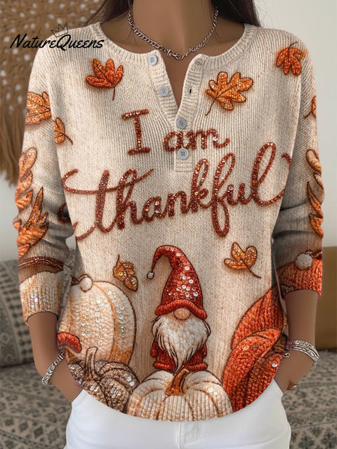 Women's Thanksgiving Art Print Sweater