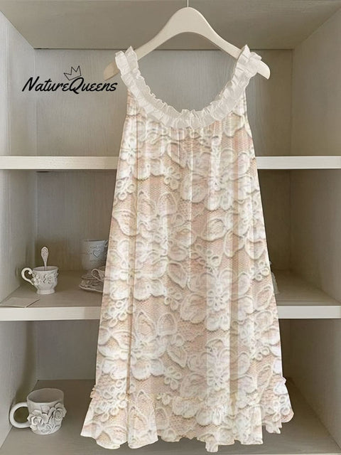 Lace Floral Print Women's Vest Dress