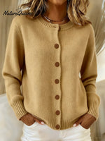 Women's Casual Retro Solid Color Knitted Cardigan