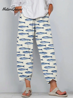 Japanese White Sardines Art Print Cropped Pants