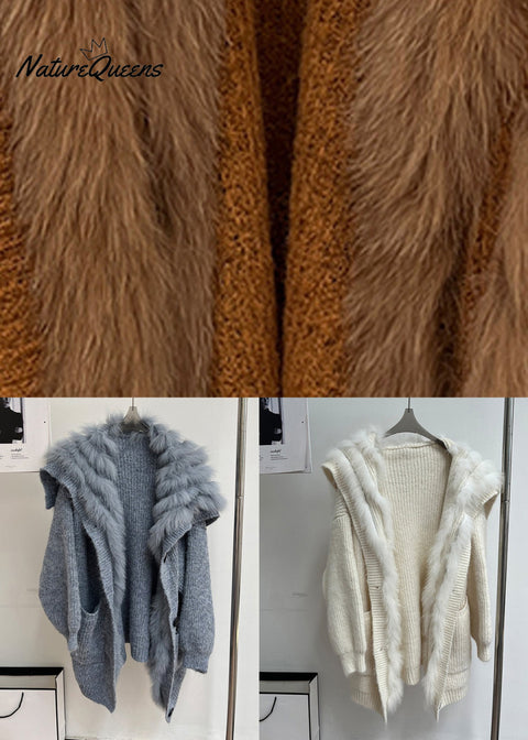 Art Blue Button Pockets Cozy Patchwork Knit Coats