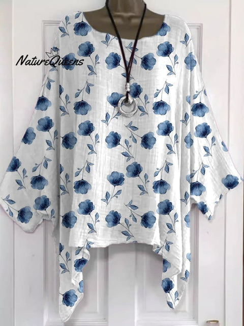 Women's Retro Floral Art Print Casual Shirt