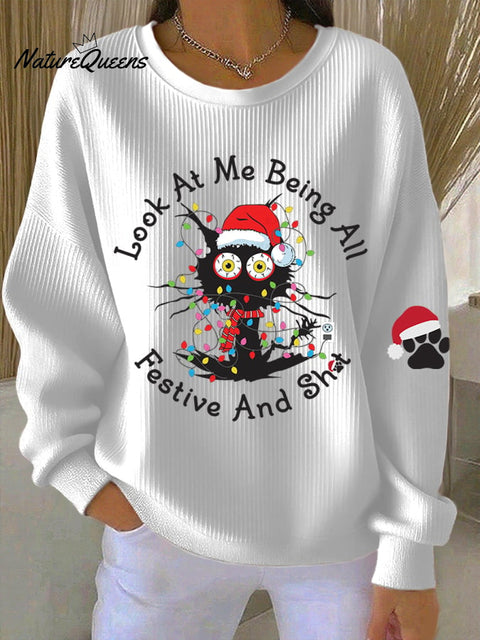 Women's Look At Me Being All Festive Print Casual Sweatshirt