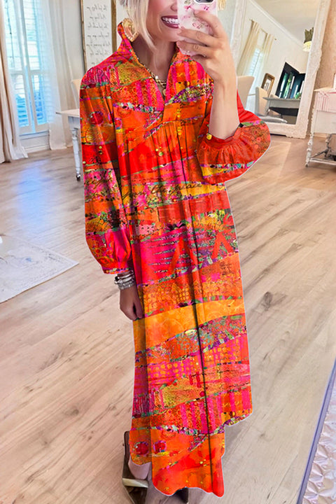 Multicolor Long Sleeved Dress