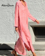 Resort-style panelled linen dress a20a