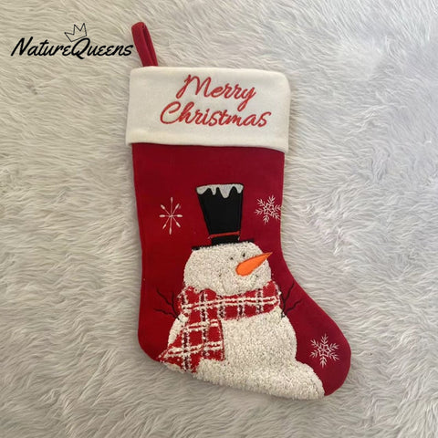 Cartoon Christmas Stocking Gift Bag Christmas Snowman Old Man Elk Pattern Christmas Decoration Pendant Gift Props