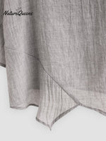 Jfn Cotton & Linen Asymmetric Hem Loose Fit Long Sleeve Shirts Tunic Top