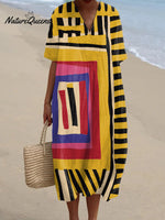 Abstract Painterly V-neck Resort Dress