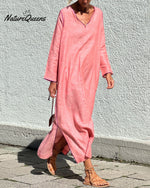 Resort-style panelled linen dress a20a