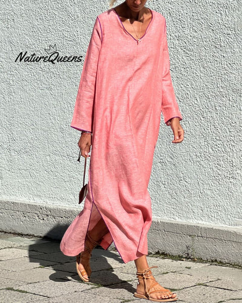 Resort-style panelled linen dress a20a