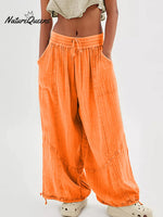 Women's Casual Fashion Solid Color Strap Pocket Wide Leg Pants
