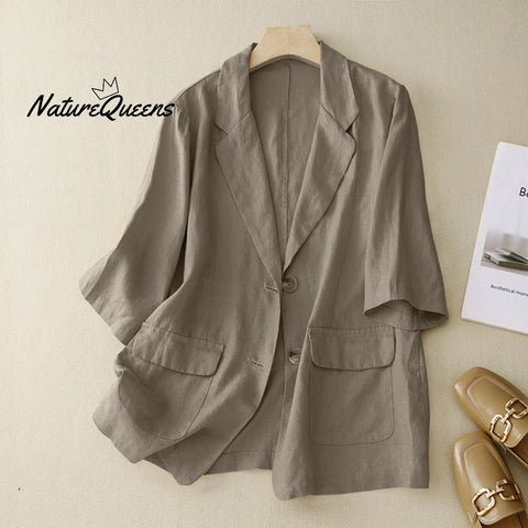 All-match casual button-down cotton linen jacket