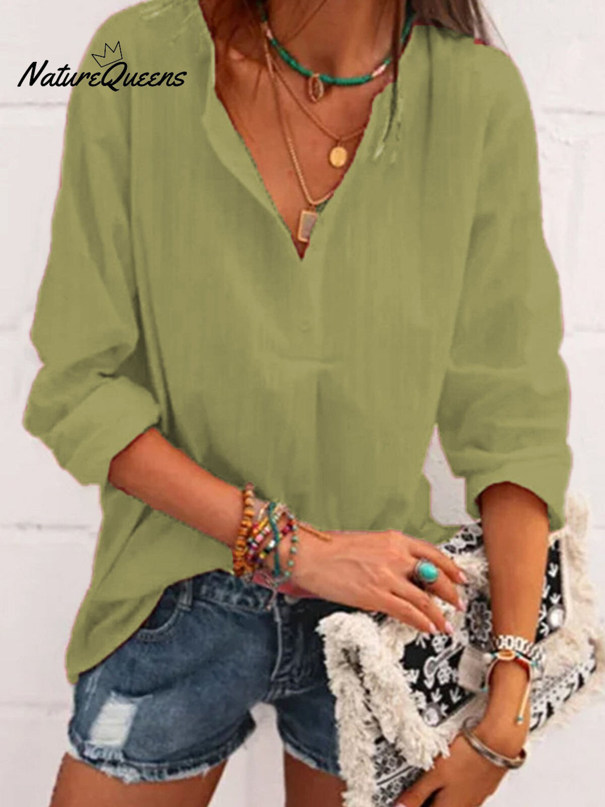 Women's Casual Pure Color Striped Shirt