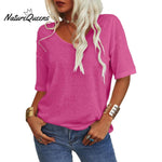 Women's Solid Color V-Neck T-shirt