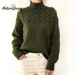 Women’s Braided High-Neck Warm Knit Sweater