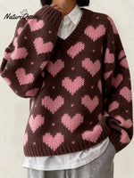 Women's Casual V-Neck Long-Sleeved Printed Sweater