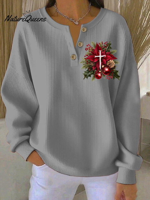 Women's Casual Retro Christmas Textured Knitted Top