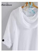Women's Casual Solid Color Half Sleeve Loose Solid Color Linen Top