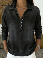 Women's Casual Washed Denim Cotton Top