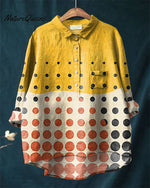 Bohemian Polka Dot Abstract Art Cotton and Linen Shirt