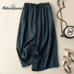 Dropping Cotton And Linen Cropped Wide - Leg Pants Dark Green / S