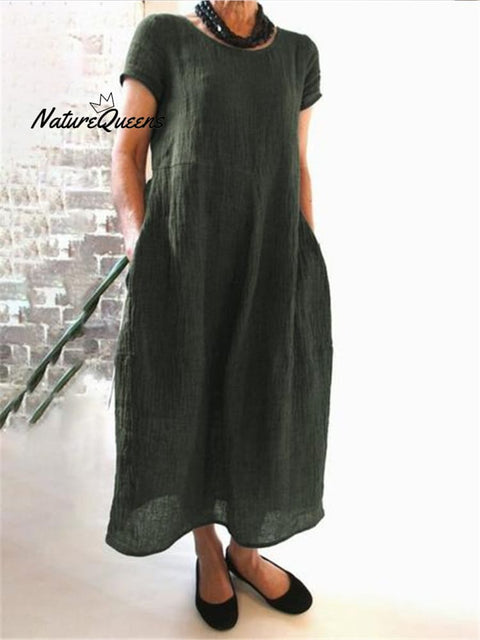 Women's Pure Color Elegant Cotton Dress