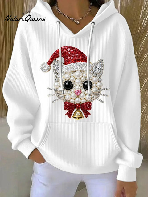 Women's Christmas Cat Print Casual Sweatshirt
