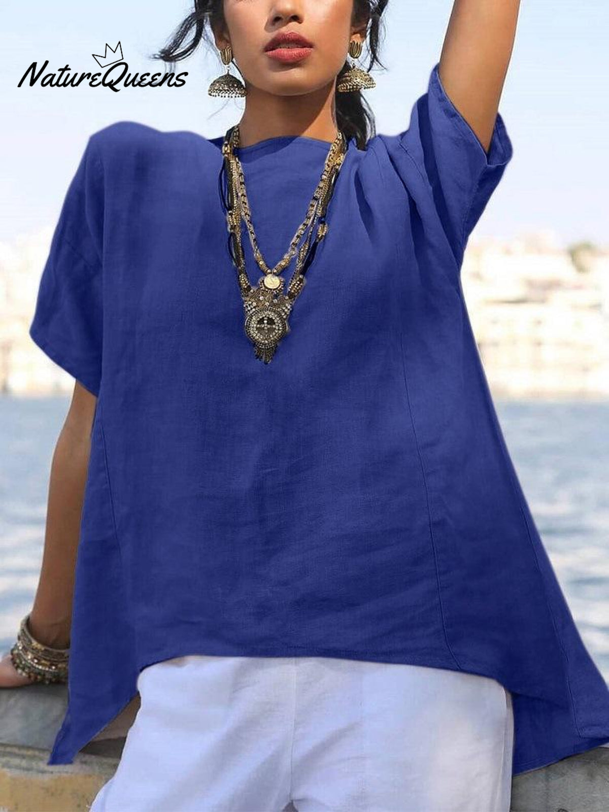 Solid Color A - Line Top Blue / S