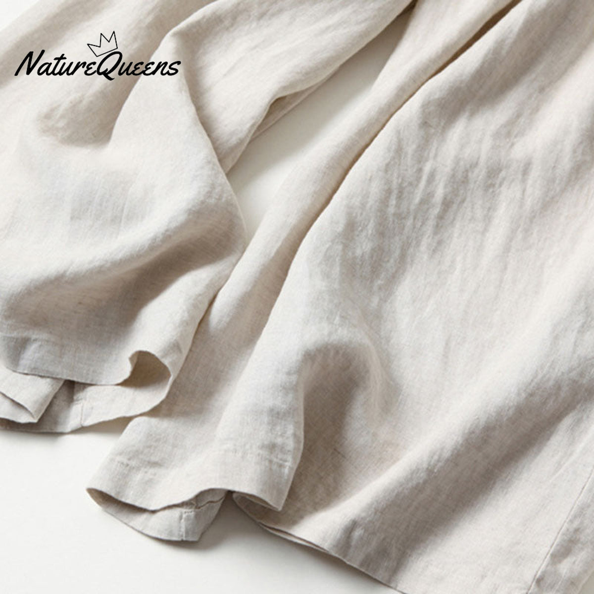 Cotton Linen Loose Semi - Elastic Cropped Pants