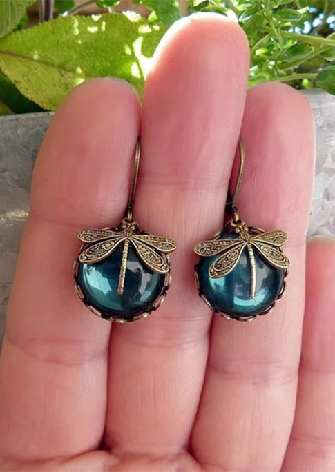 Vintage Dragonfly Glass Earrings