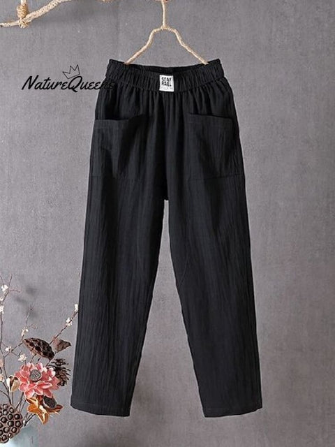 Casual Plain Natural Ankle Pants Straight Pants