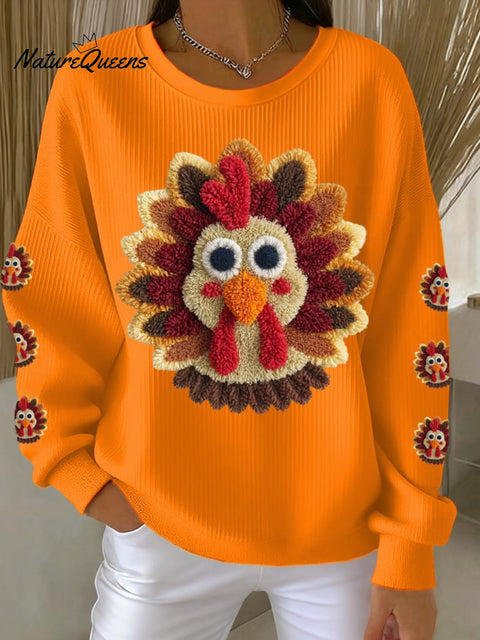 Women's Thanksgiving Turkey Print Sweatshirt