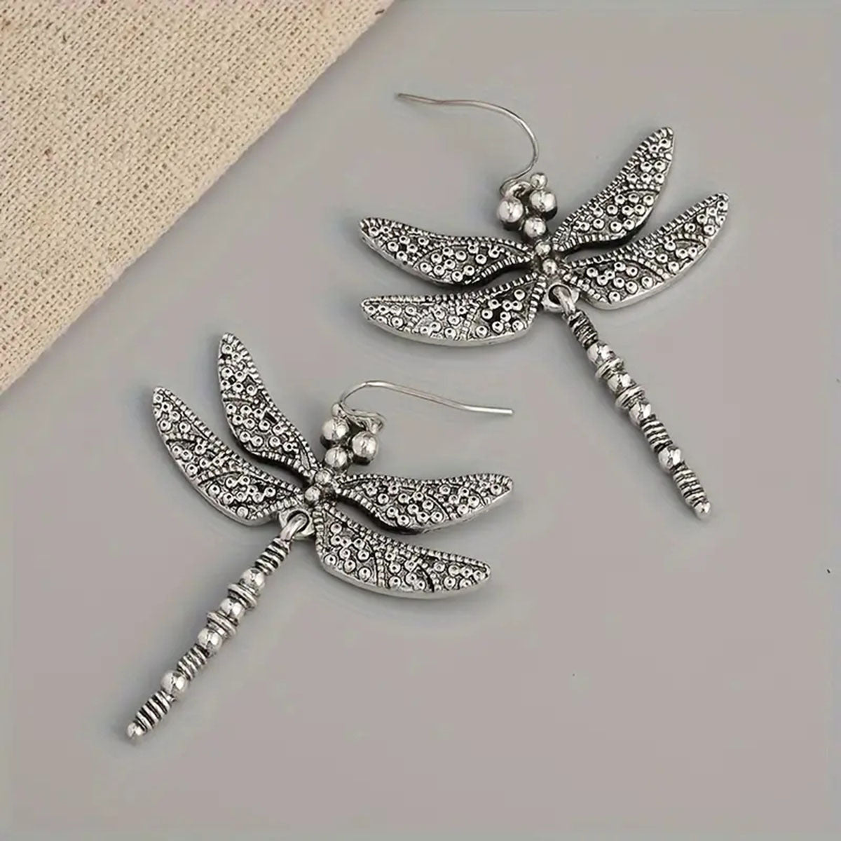 Bohemian Silver Dragonfly Earrings