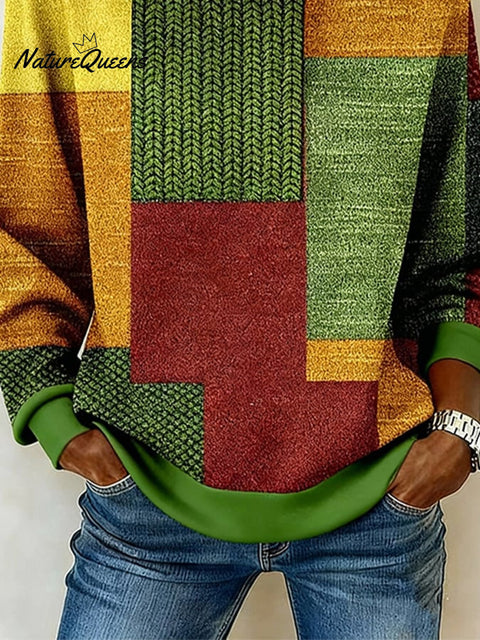 Women's Casual Hooded Color Block Sweatshirt