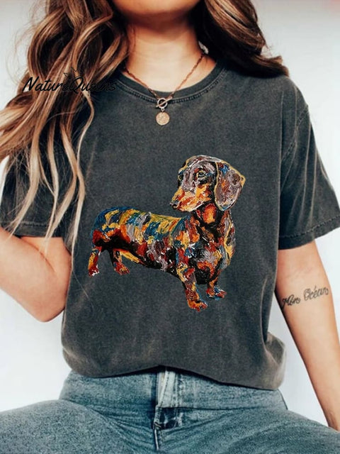 Women's Dachshund Print Casual T-shirt