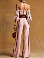 Bohemian Halter Top + Wide-leg Pants Set