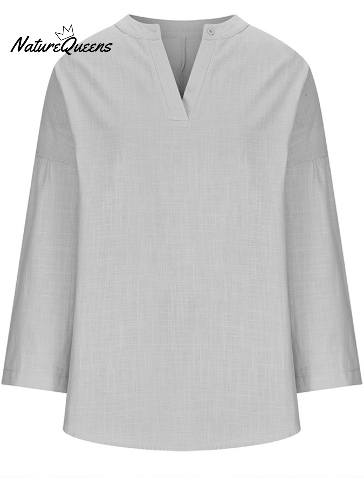 Women’s Cotton Long Sleeve Round Neck Solid Color Loose Beach Shirt