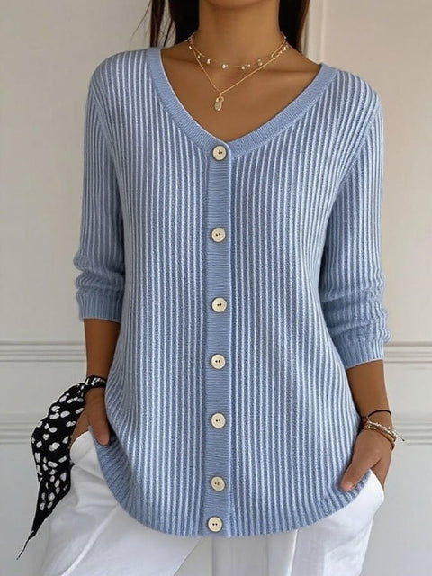 Women's Casual V-Neck Button-Down Knitted Cardigan