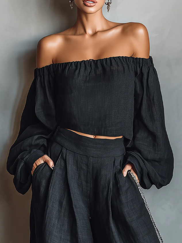 Cotton Casual Floral Gathered Off The Shoulder Blouse