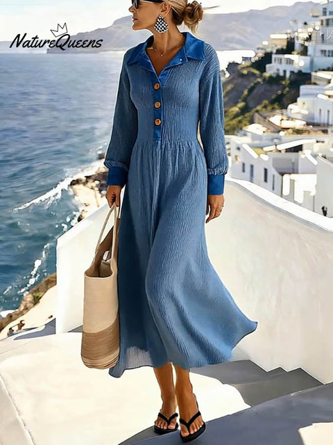 Women's Casual Solid Color Long-Sleeved Dress