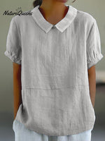 Blue Plain Short Sleeve Round Neck Top Light Grey / S