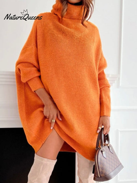 Women'S Orange Turtleneck Sweater