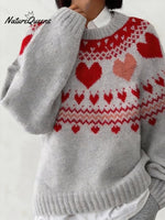 Women's Casual Round Neck Long-Sleeved Printed Sweater