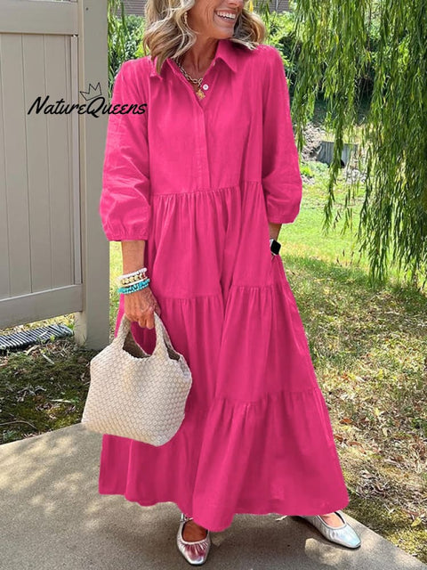 CLEARANCE🔥 Loose Cotton Linen Lapel Dress- Tax Free