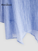 Jfn Cotton & Linen Asymmetric Hem Loose Fit Long Sleeve Shirts Tunic Top